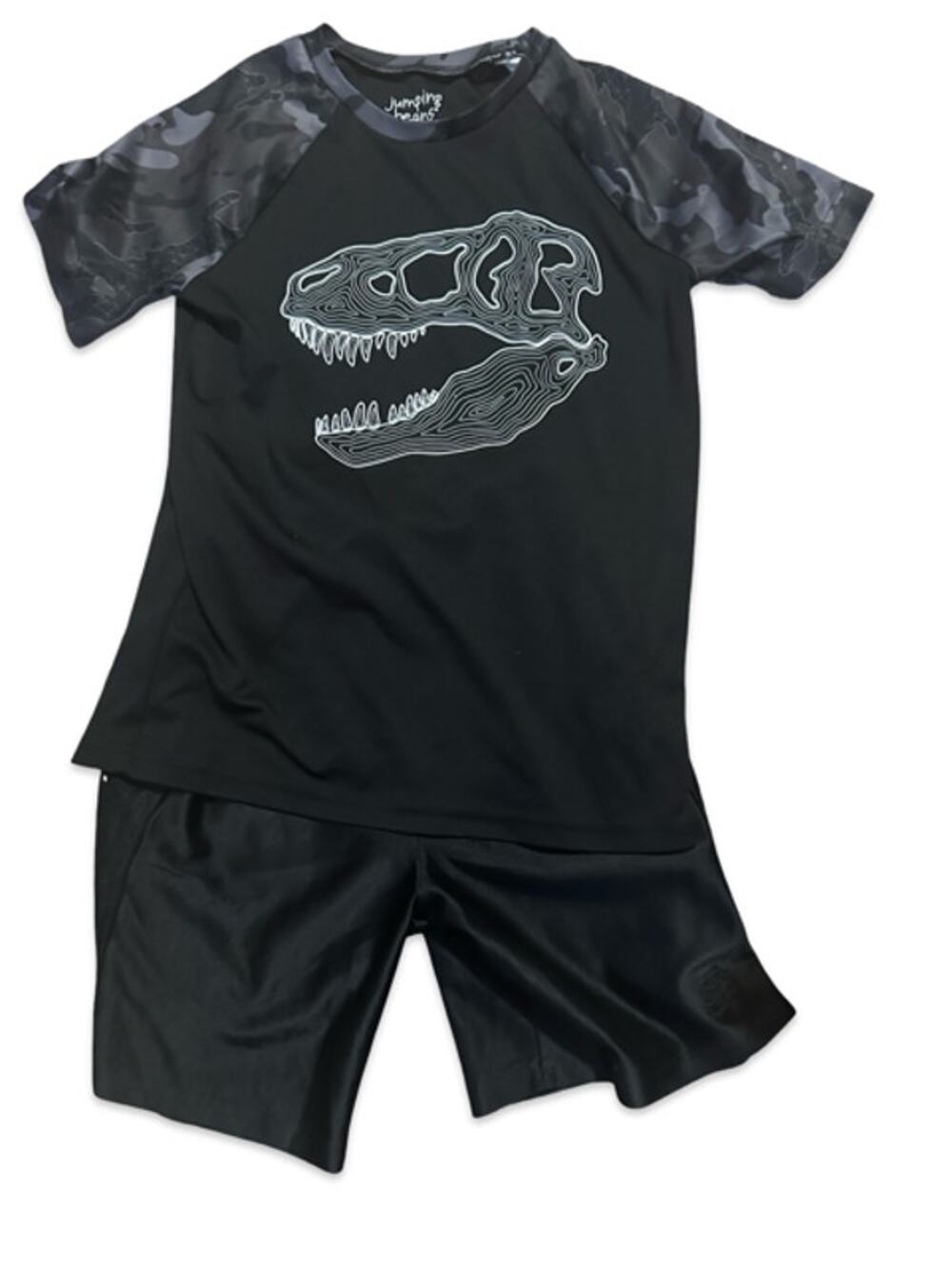 Jumping Beans Dinosaur  Size 6/7 Black Gray Athletic Outfit